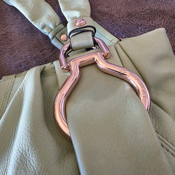 B Makowsky Soft Leather Shoulder Bag Green Chunky Gold Hardware NWT - Picture 14 of 16